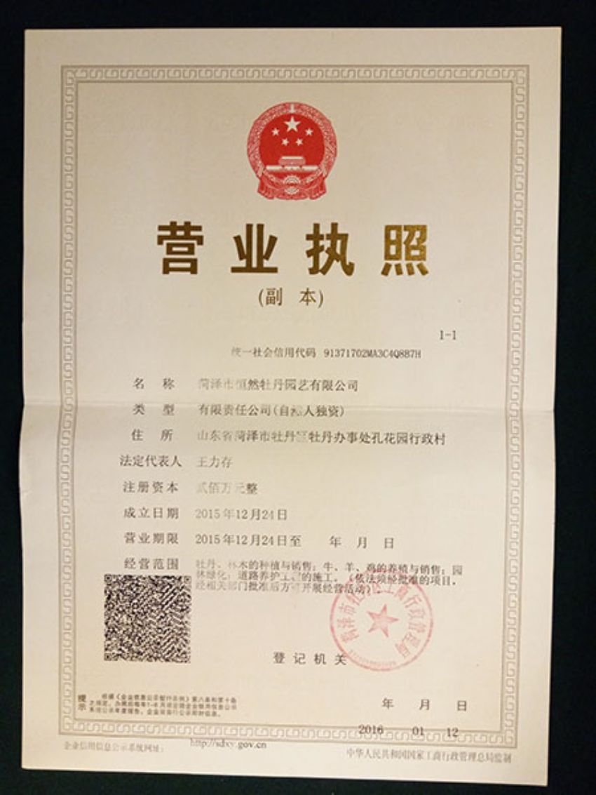 點擊查看詳細信息<br>標題：營業(yè)執(zhí)照 閱讀次數(shù)：1305